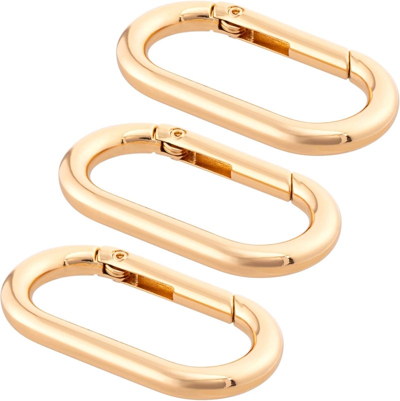 STSTR 3pcs Oval Spring Ring Clips, Metal Keyring Purse Clip, Heavy Duty Opening O Ring Carabiner for Keychains,Backpacks, Keys - Image 1